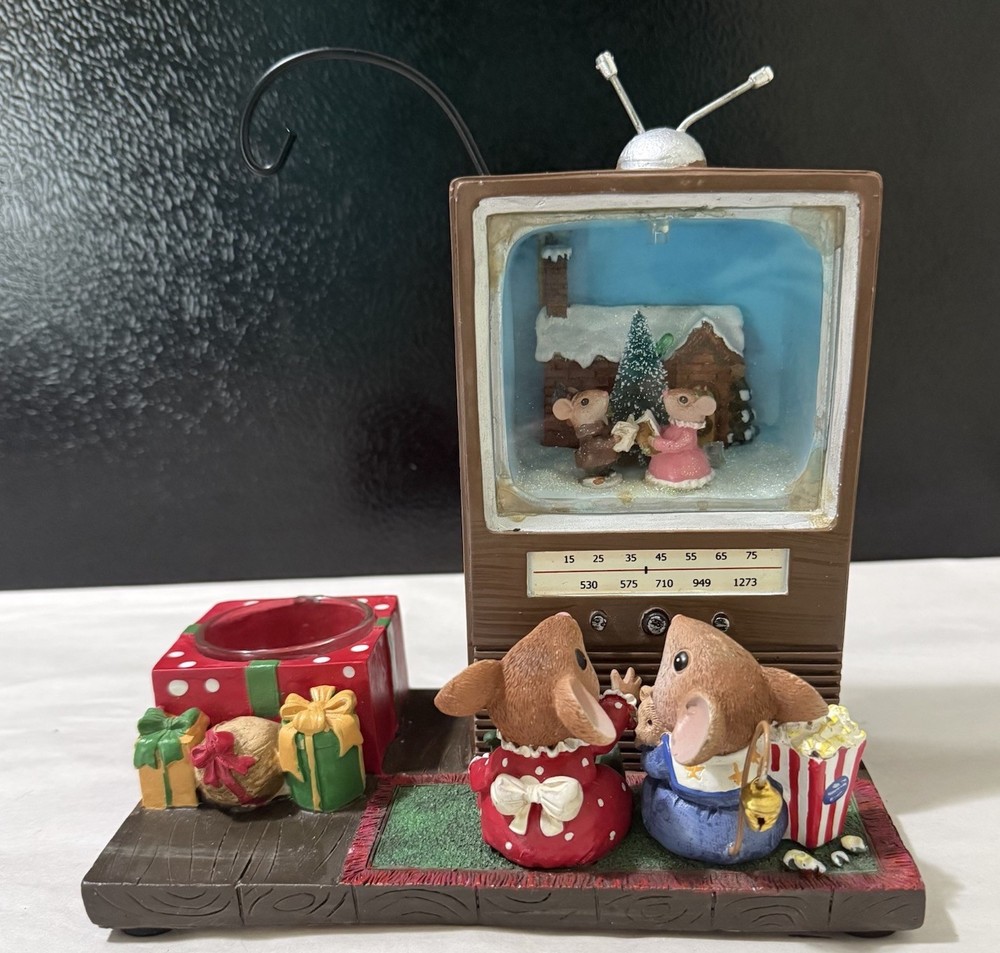 Rare Yankee Candle Twas The Night Before Christmas Mice Watching Tv Tart Warmer