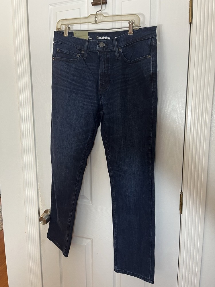 Goodfellow & Co Mens Total Flex Slim Straight Blue Denim Jeans 34x30