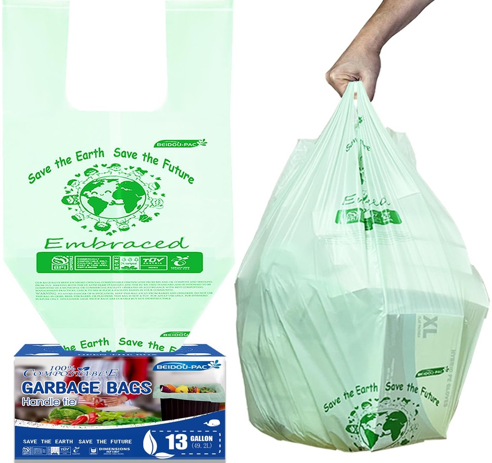 13 Gallon Compostable Trash Bags, 30 Count, Compost Bags Tall Kitchen Trash B...