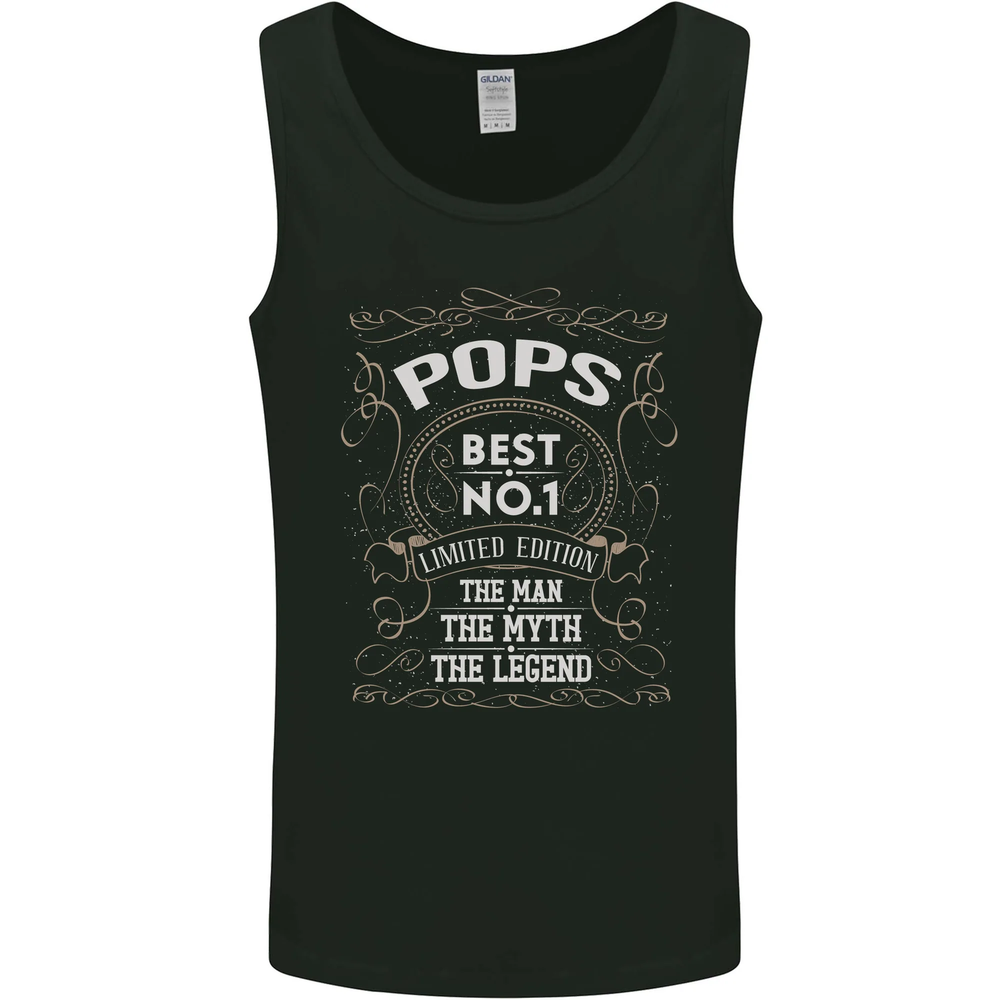 Fathers Day No 1 Pops Man Myth Legend Mens Vest Tank Top-image