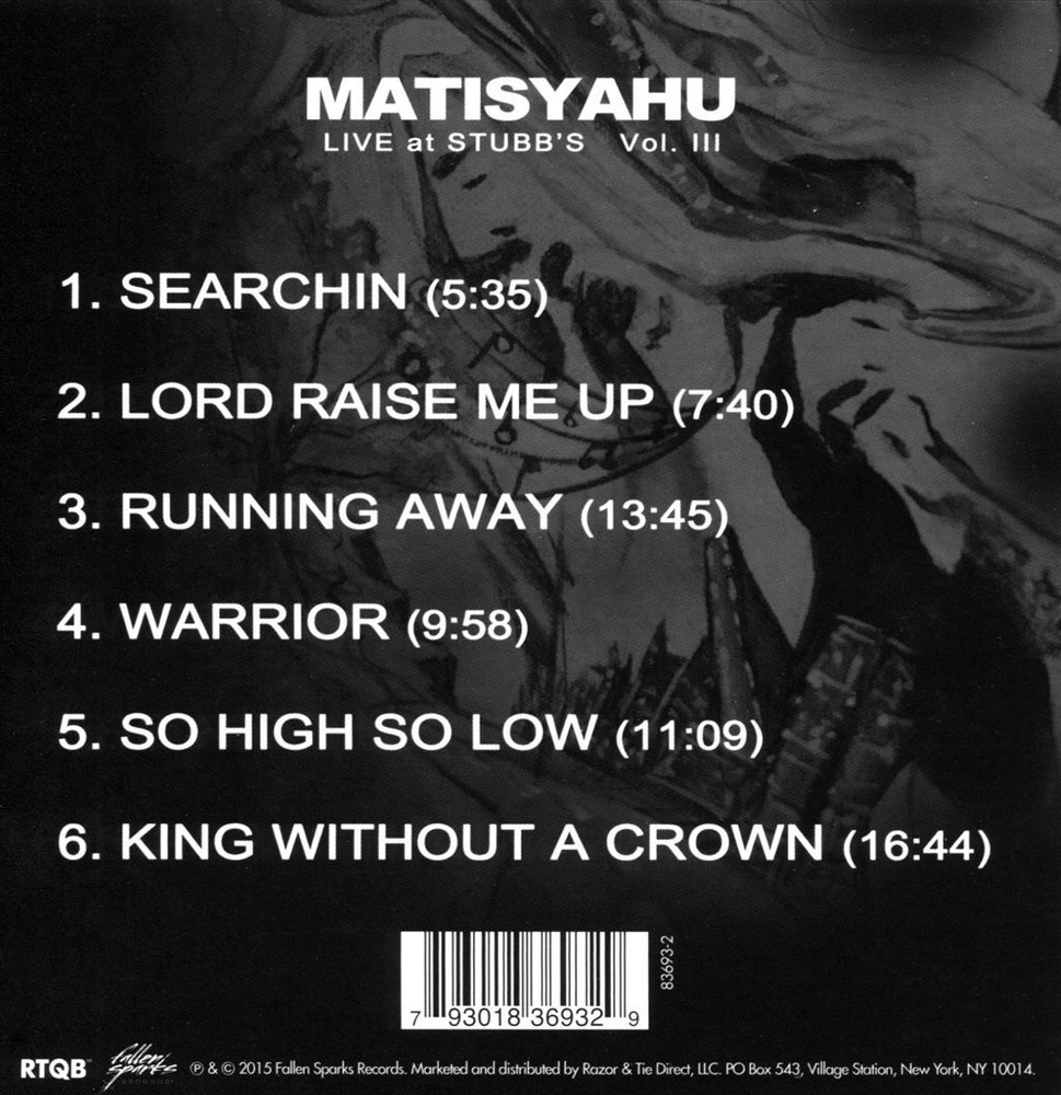 MATISYAHU LIVE AT STUBB'S, VOL. 3 NEW CD