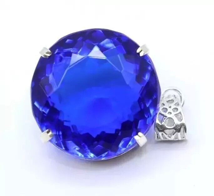 Natural Blue Topaz 925 Sterling Silver Pendant Round AAA 94.65 Ct Loose Gemstone
