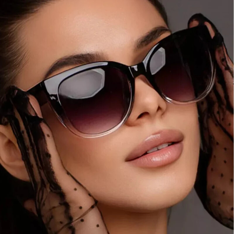 Trendy Cat-Eye Sunglasses UV400 Protection Wide Frame Gradient Lenses