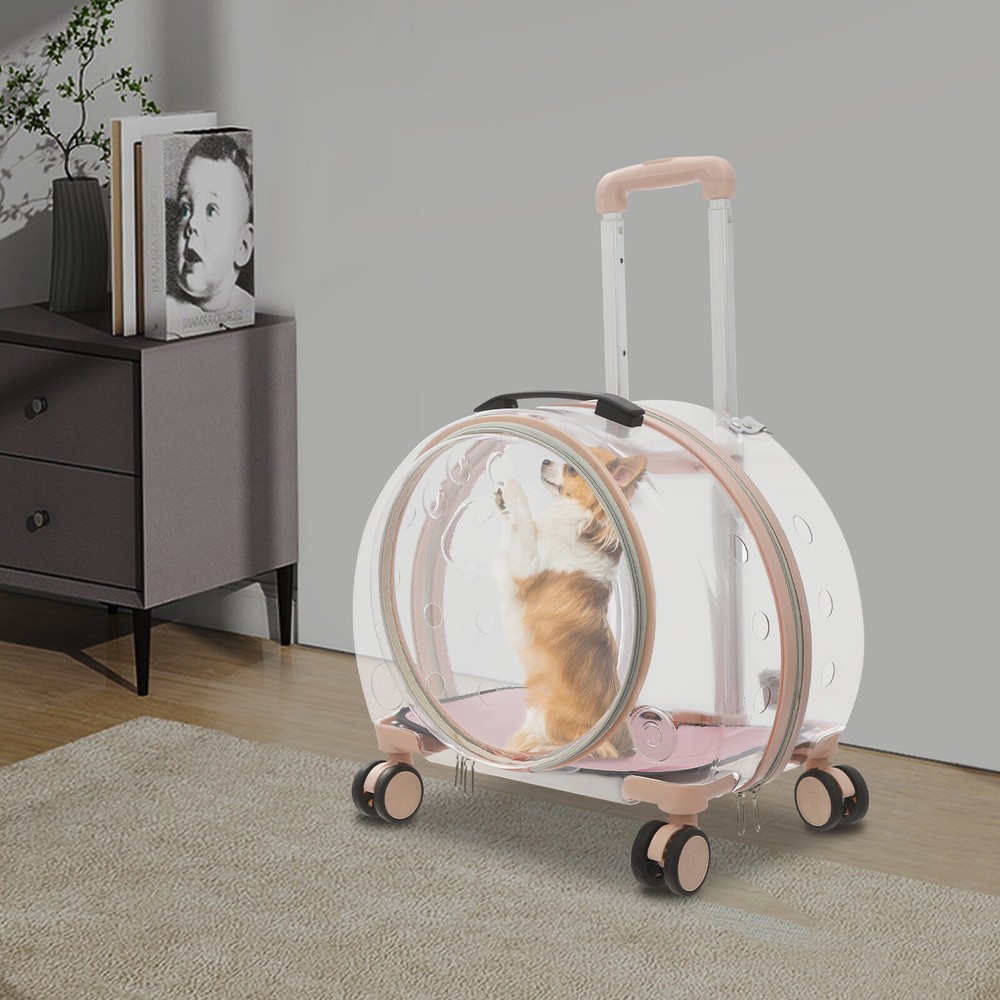 Pet Carrier Set Toddler Plush Cats Dog Carrier Fully Breathable Rolling Trolley