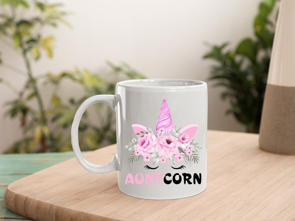 Auntcorn Floral Unicorn Mug for Mother's Day Gift Idea