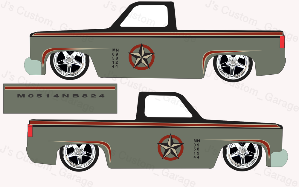 1/64 Military 83 Silverado Diecast Custom White Toner Waterslide Decal