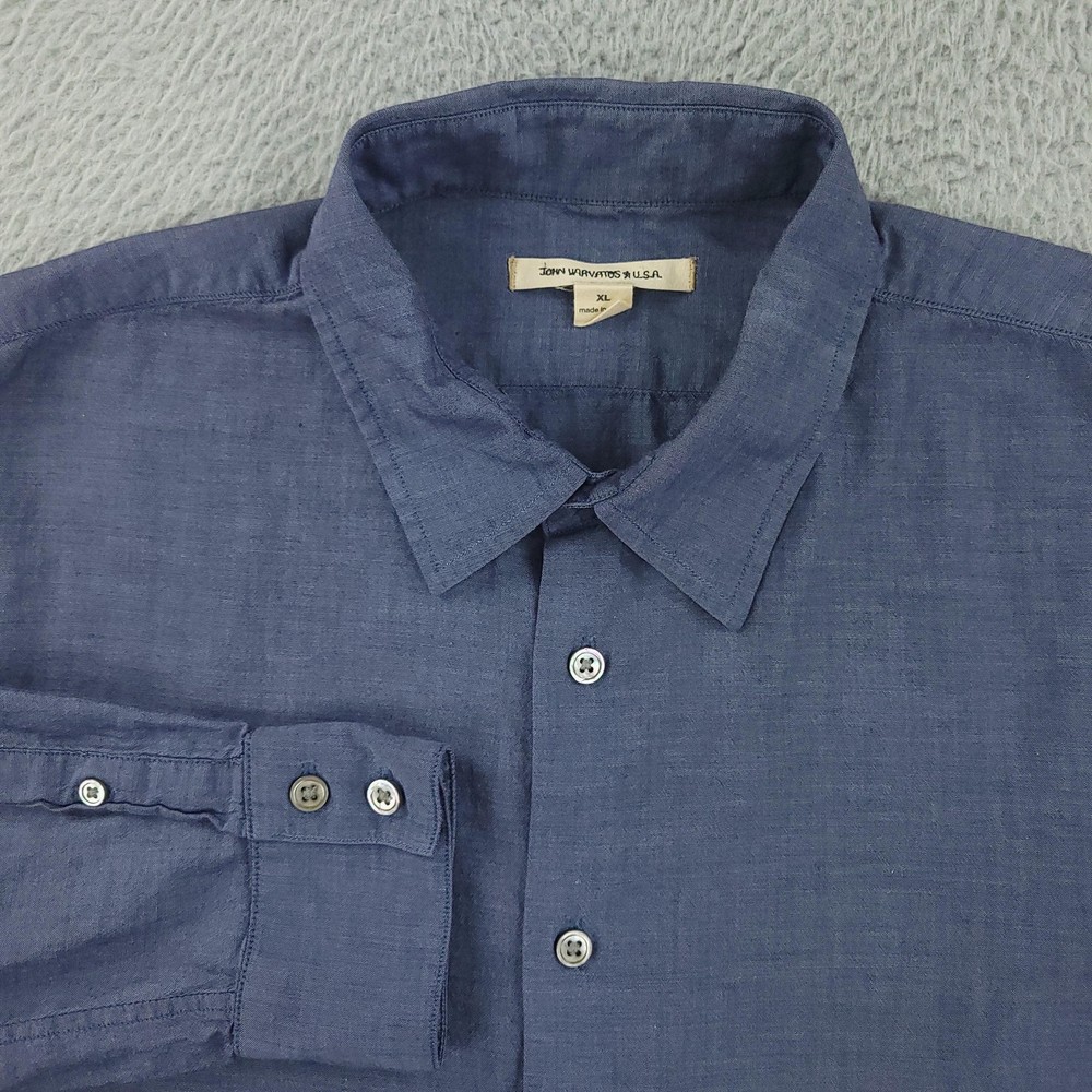John Varvatos USA Shirt Mens XL Blue Solid Long Sleeve Button Front Dress