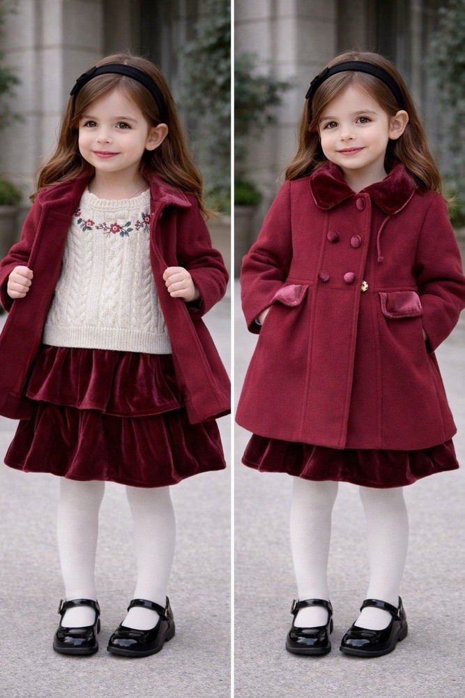 Baby Girls Peacoats Furry Collar Trench Coat Princess Hat Jackets Infant Party