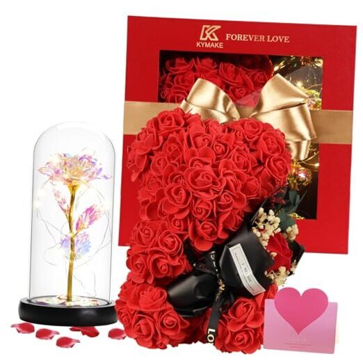 Mothers Day Rose Gifts from Daughter,Flower Rose Bear Mothers Day Rose Red-image