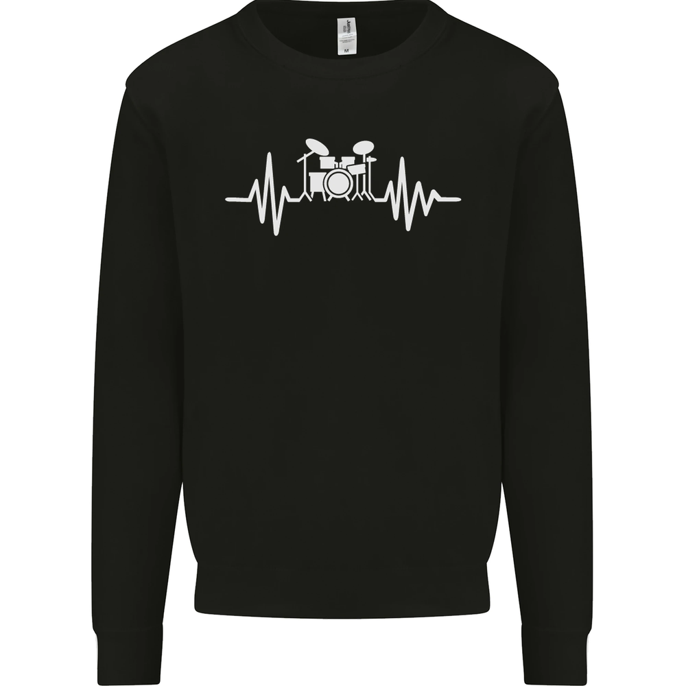 Drum Kit Pulse ECG Drum Drummer Drumming Mens Sweatshirt Jumper