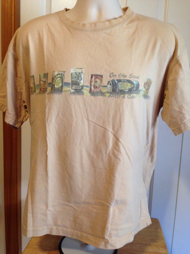 VINTAGE NEWPORT BLUE ON THE SAND WITH A CAN! T SHIRT MEDIU (MEASURES AS A LARGE)