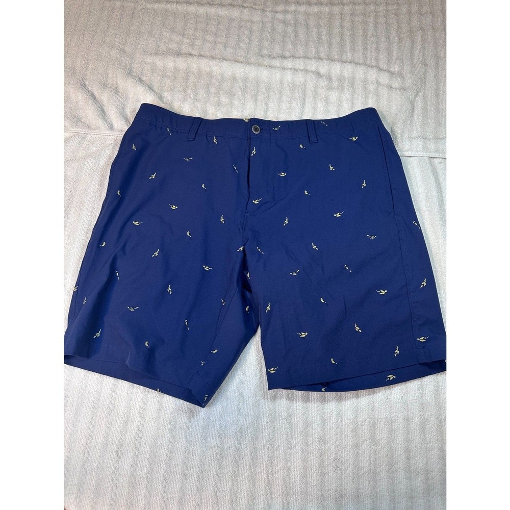 Under Armour Men’s 40 Navy Blue Golf Shorts Bird Print Stretch Chino UA