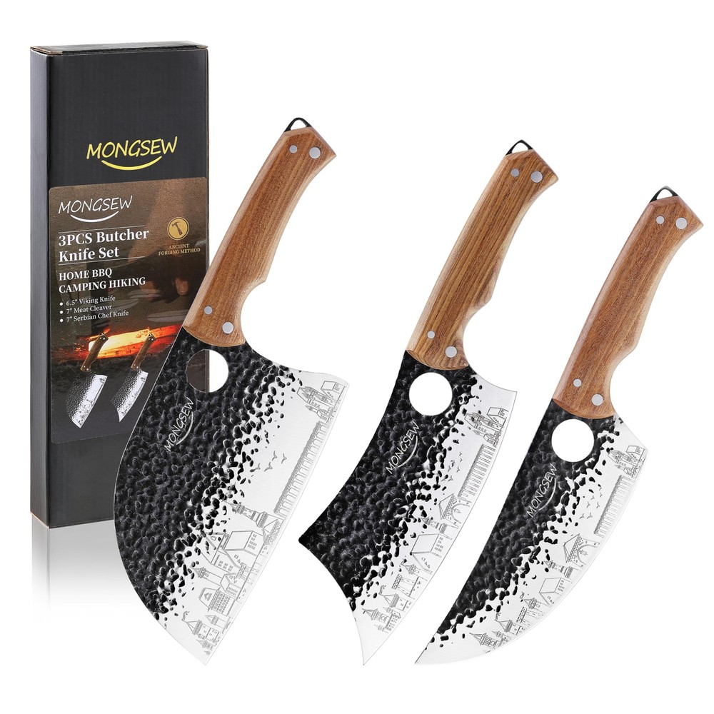 3-Piece Butcher Knife Set with 7