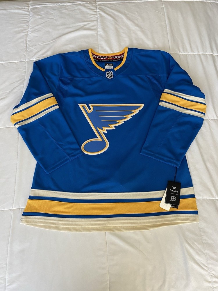 St. Louis Blues Fanatics Alternate NHL Jersey Blue Size 52 With Fighting Strap
