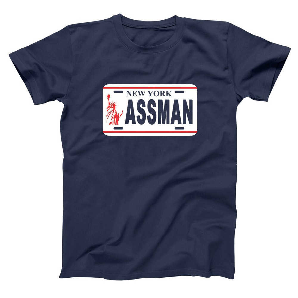 The Assman New York  Licence  Plate  Funny  Humor Navy Basic Men's T-Shirt