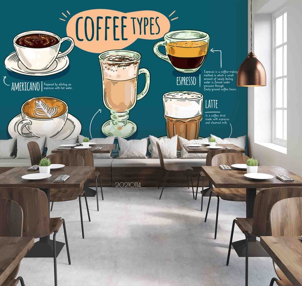 3D Coffee Illustration Wall Murals Wallpaper Murals Wall Sticker