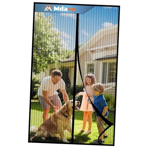 Heavy Duty 32x82 Inch Black Magnetic Screen Door for Easy Entry & Exit
