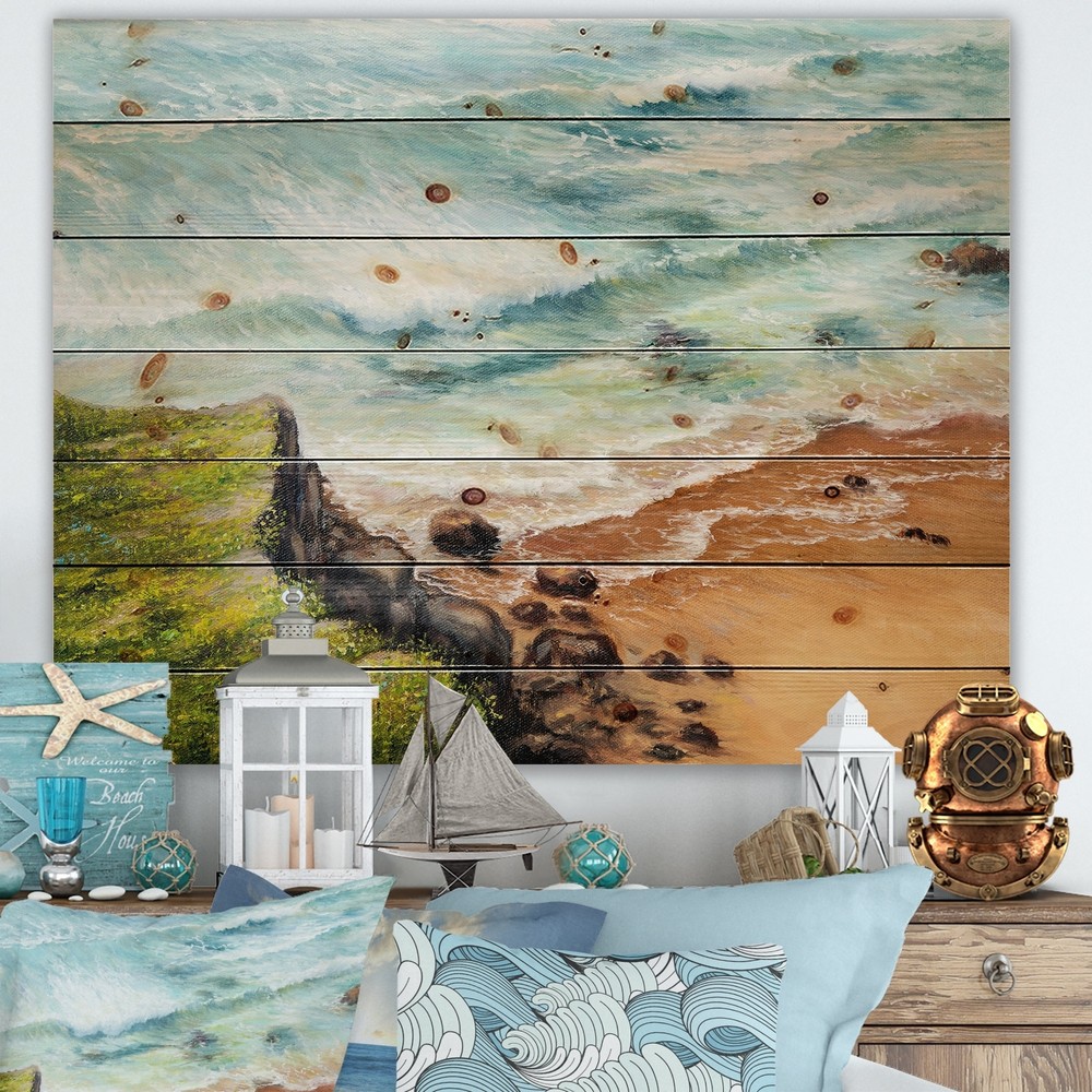 Designart 'Wild Blue Ocean Waves IV' Nautical & Coastal