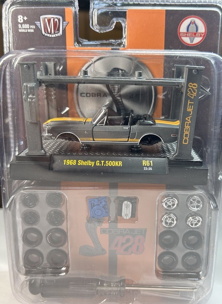 M2 Machines 1968 Shelby GT 500KR Mustang Grey ￼1:64 Model Kit R61 Cobra Jet 428