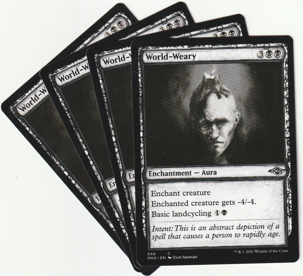 4 MTG World Wear Black Enchantment Playset - NM/EX Condition MH2/EN