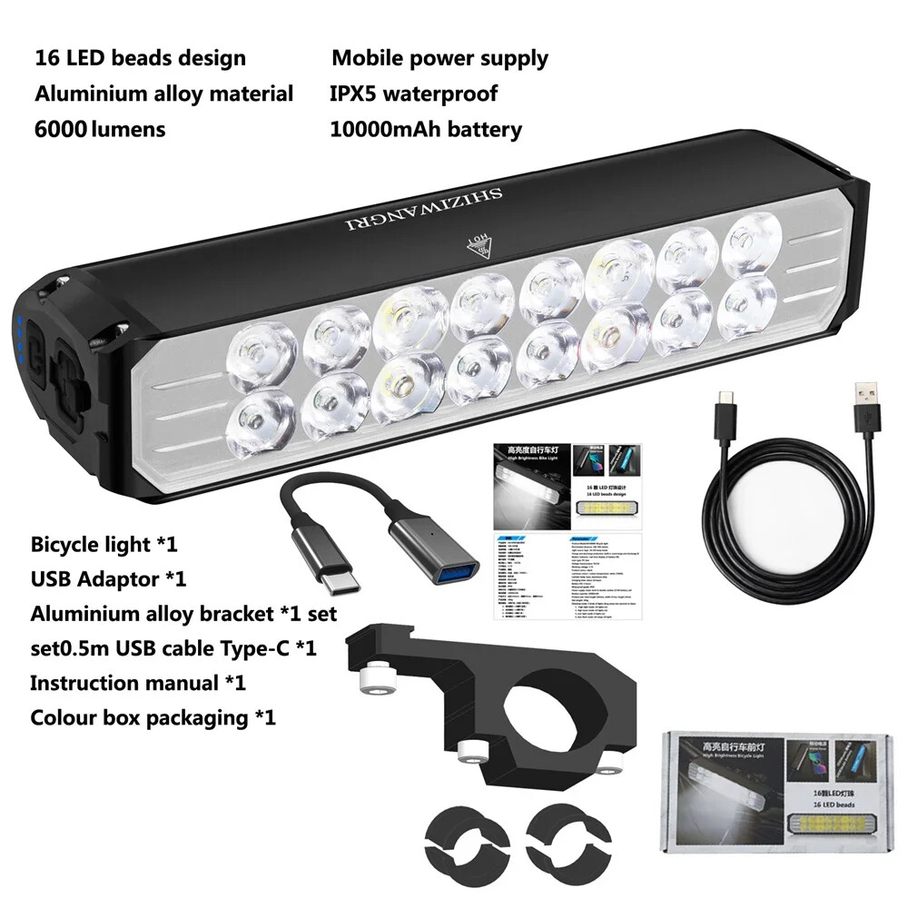 USB Rechargeable Bike Headlight for Road Bicycles Bright LED Flashlight