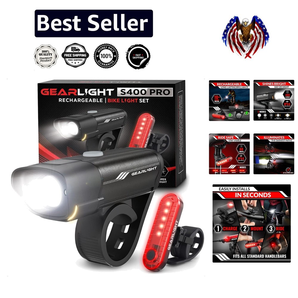 Premium Rechargeable Bike Lights Set: Waterproof Front & Rear Safety Solutions