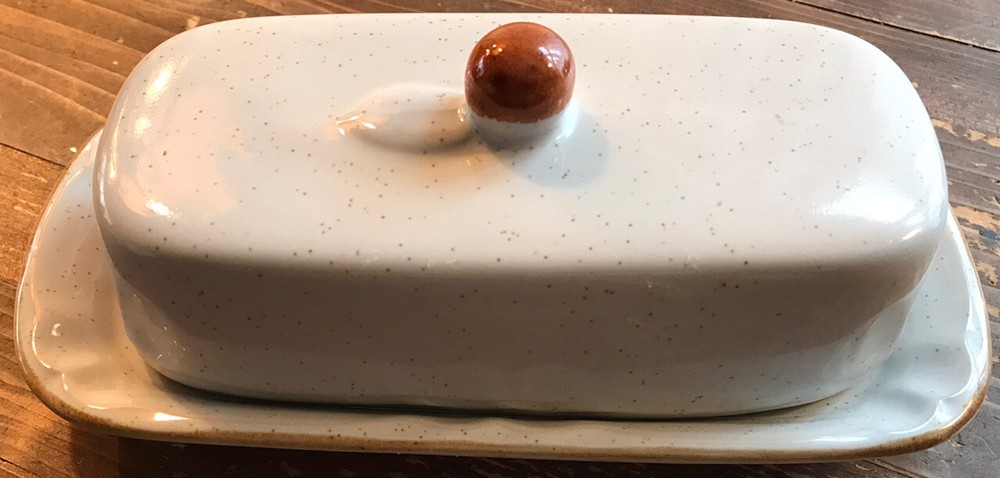 Vintage American Hearthside Stoneware Covered Butter Dish Made In Japan