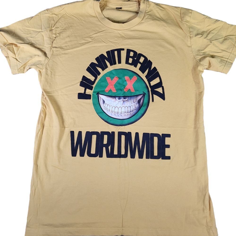 Hunt Bandz Worldwide Graphic T-Shirt Streetwear Smiley Face Design large
