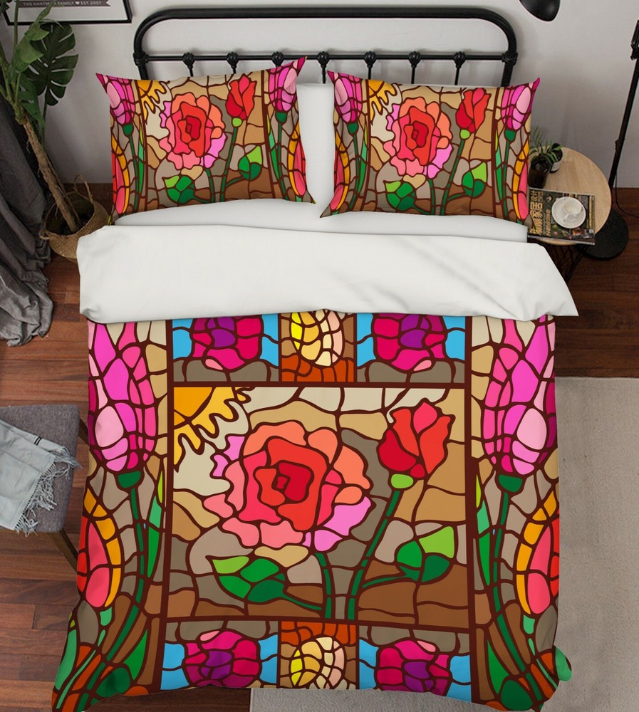 3D Flower Pattern ZHUA3413 Bed Pillowcases Quilt Duvet Cover Set Queen King Zoe