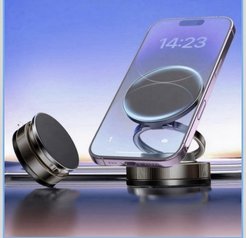 Vacuum Magnetic Car Phone Holder 360° Rotation Foldable Suction Cup Mount