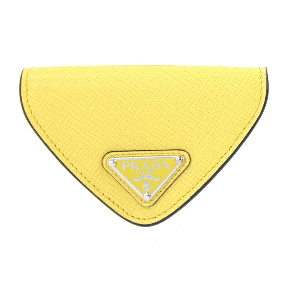 Prada Yellow Leather Coin Case 2MM004 Small Wallet Accessory