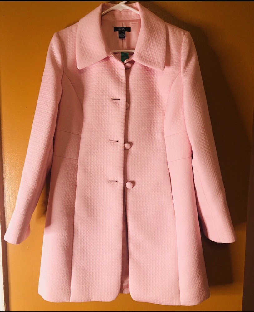 NWOT Alfani Single Breast Peter Pan Collar Pink Textured Jacket/ Coat. Size S