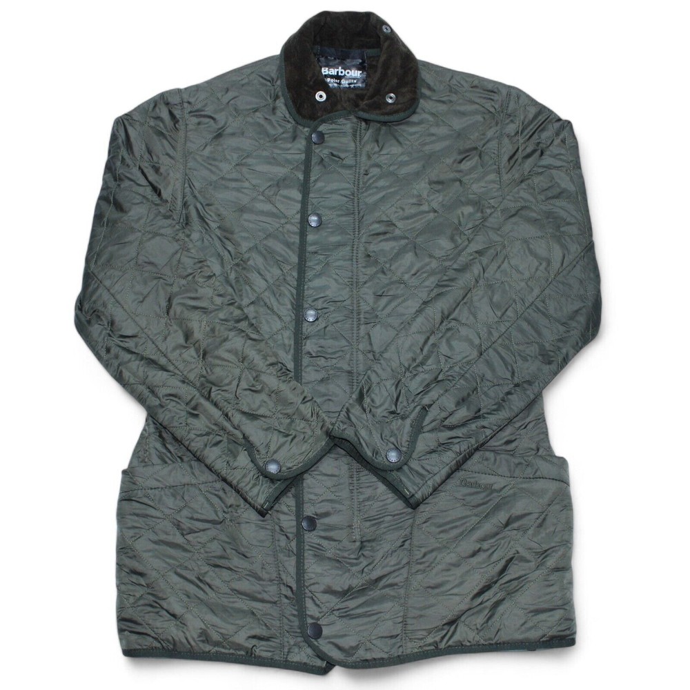 Barbour Polarquilt jacket Womens Medium Long Coat Green Vintage 90s Fleeced
