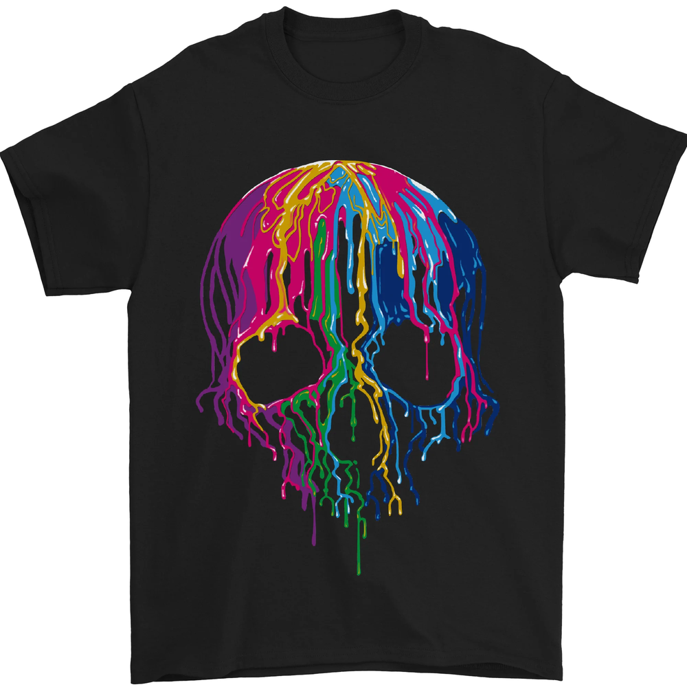 Melting Skull Biker Motorcycle Gothic Mens T-Shirt 100% Cotton