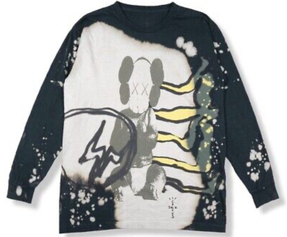 Size XXL- Travis Scott Cactus Jack + Kaws For Fragment L/S Tee - Navy