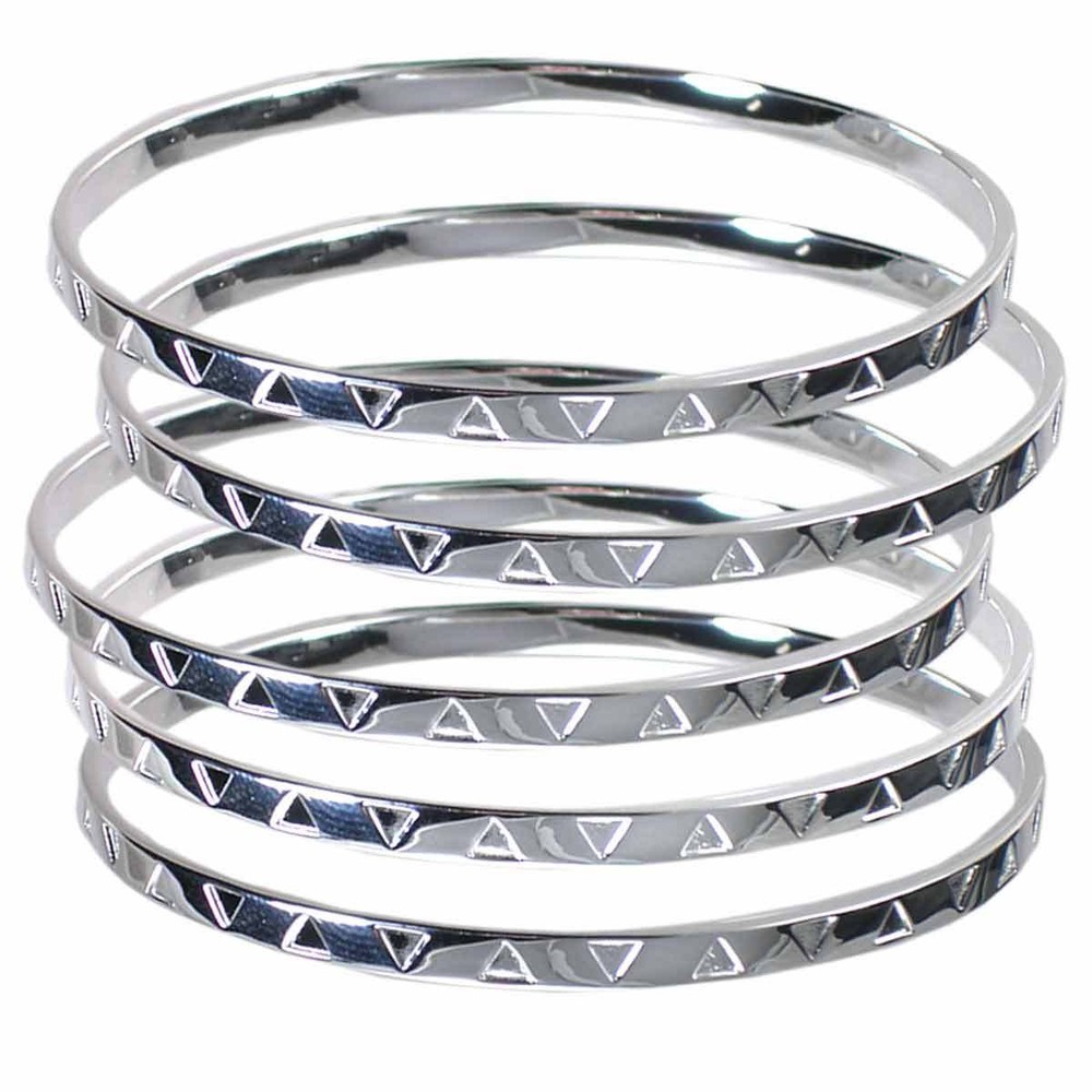 65MM_SET OF 5_HIGH POLISHED TRIANGLE BANGLE BRACELET_#05__925 STERLING SILVER
