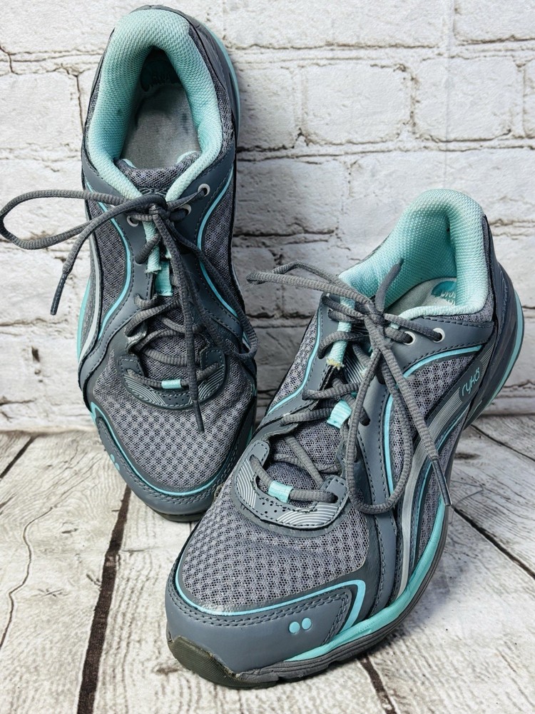 Ryka SKYWALK Gray Teal Lace Up Low Top Hiking Shoes Women’s Size 9.5M