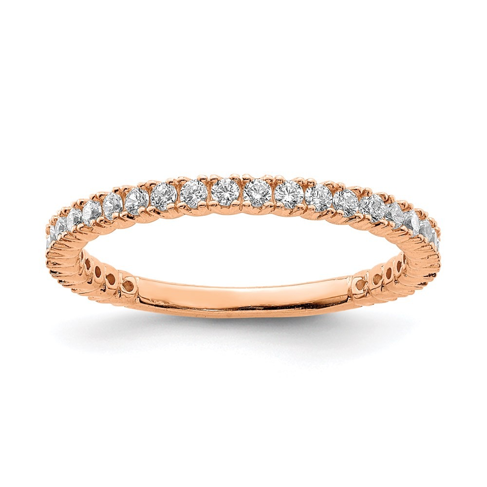 Sterling Silver Rose-tone Flash Rose Gold-plated Cubic Zirconia Band Ring Size 5