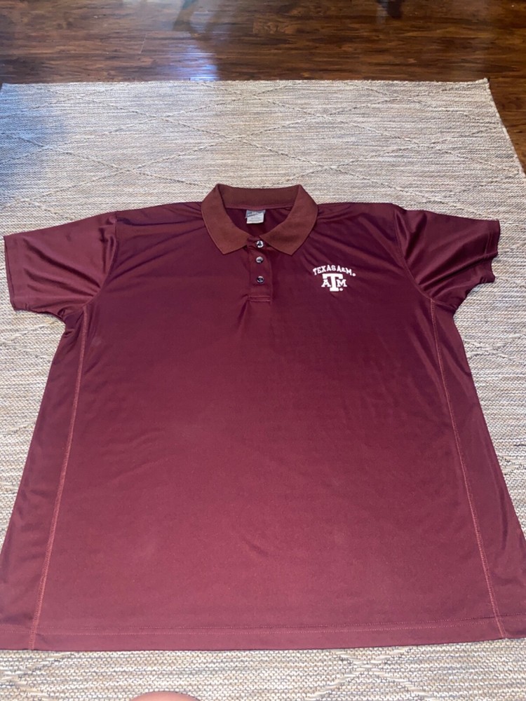 Texas A&M Aggies Maroon Polo Shirt NCAA Sz 2XL Reppin' Gig 'Em  