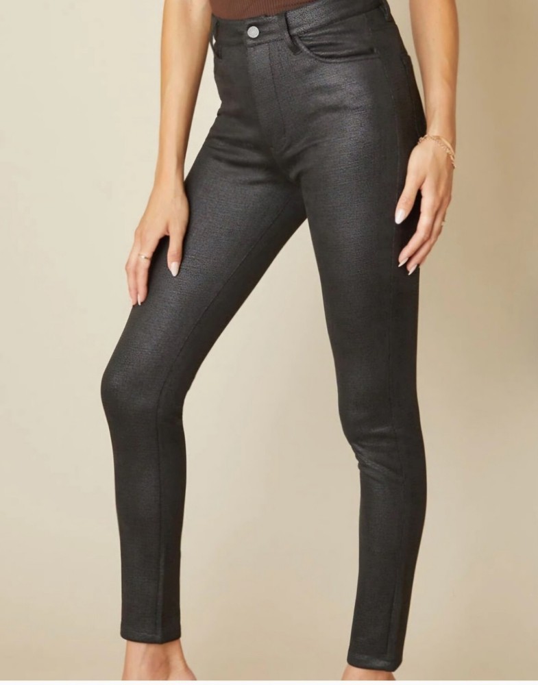 Kancan Carly Ultra High Rise Faux Leather Skinny Jeans Size 28