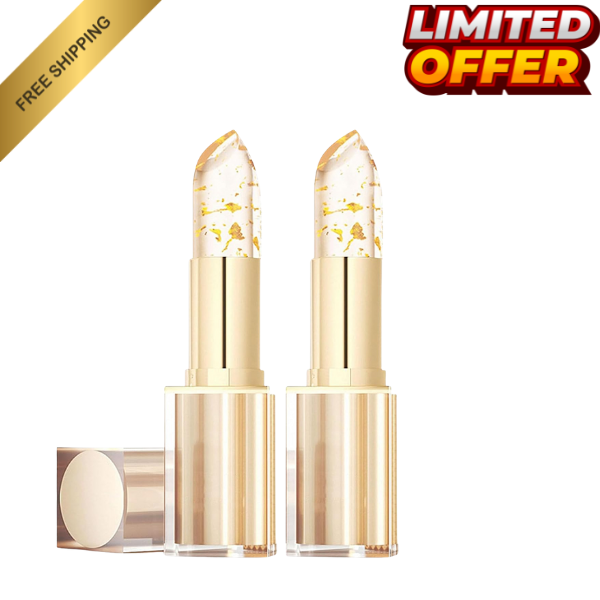 2 PCS Transferproof Color Changing Lipstick Gold Crystal Color Changing