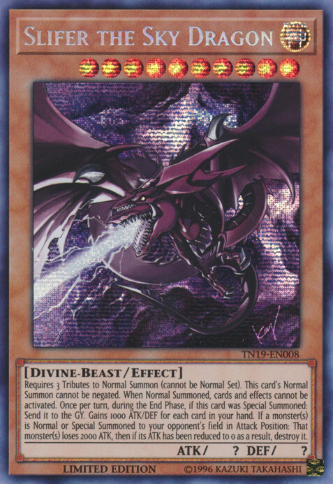 Slifer the Sky Dragon Alternate Art TN19-EN008 Prismatic Secret Rare Limited Edition