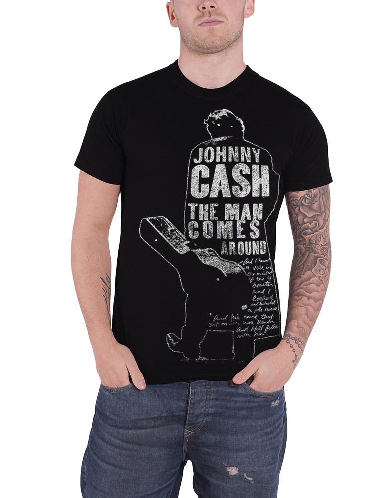 Johnny Cash The Man Comes Around Logo Official Men's Black T-Shirt