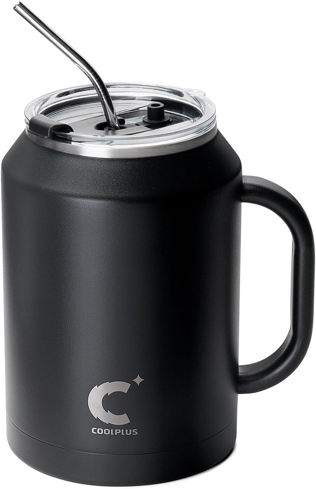 Coolplus 50oz Stainless Steel Tumbler with Handle and Straw for Travel