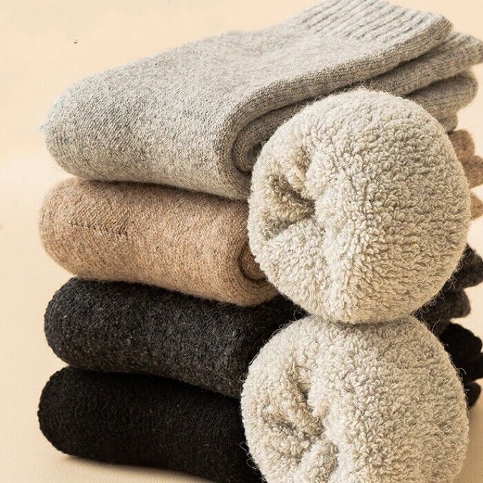 5 Pairs Mens Wool Socks Insulated Cold Weather Winter Thermal Duty Heavy Socks