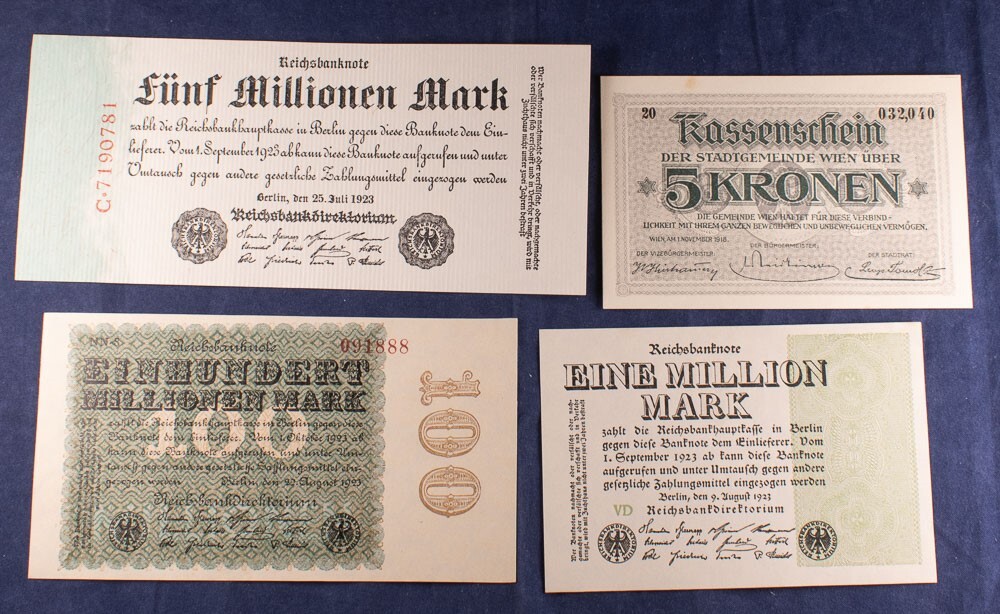 1918 1923 German Banknotes Crisp Lot of 4 Germany