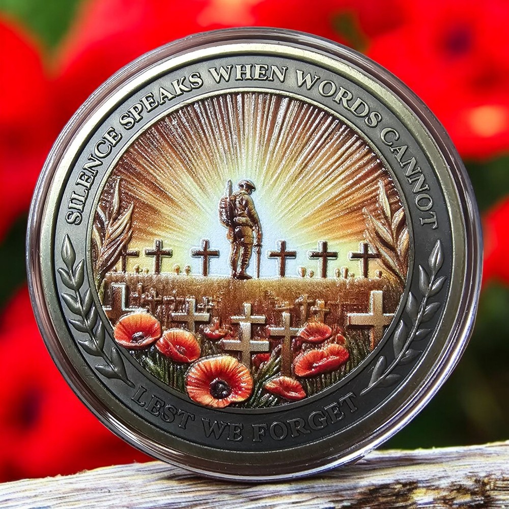 Red Poppy Remembrance Anzac 3D Coin   Special Rare Collectible Silver Coin