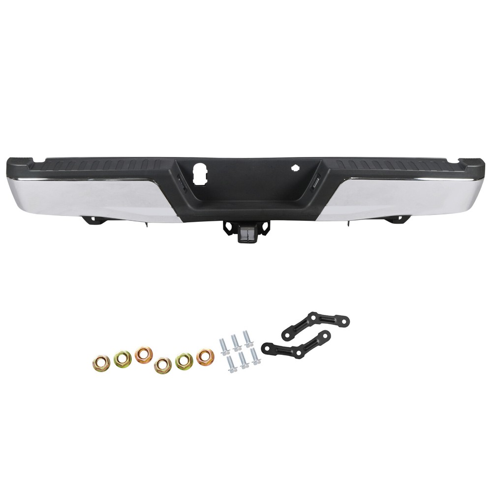 For 2015-2020 Ford F150 Rear Bumper Assembly w/ Tow NON Park Holes Chrome