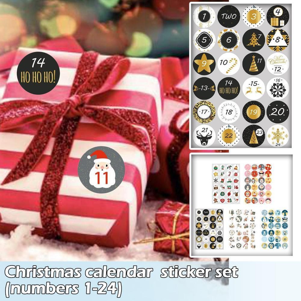 Stickers Christmas Gift Number Sticker 24 Sticker Round Christmas K9G U1S1