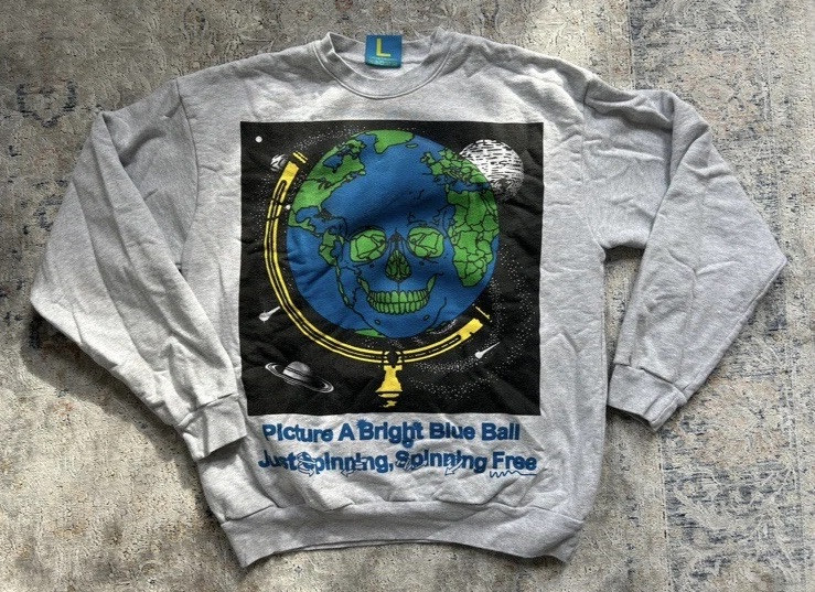 Online Ceramics Bright Blue Spinning Ball Graphic Crewneck Sweatshirt